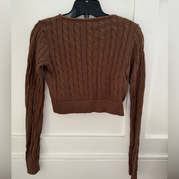 Brandy Melville cable knit cropped button up cardigan sweater - Picture 2 of 6